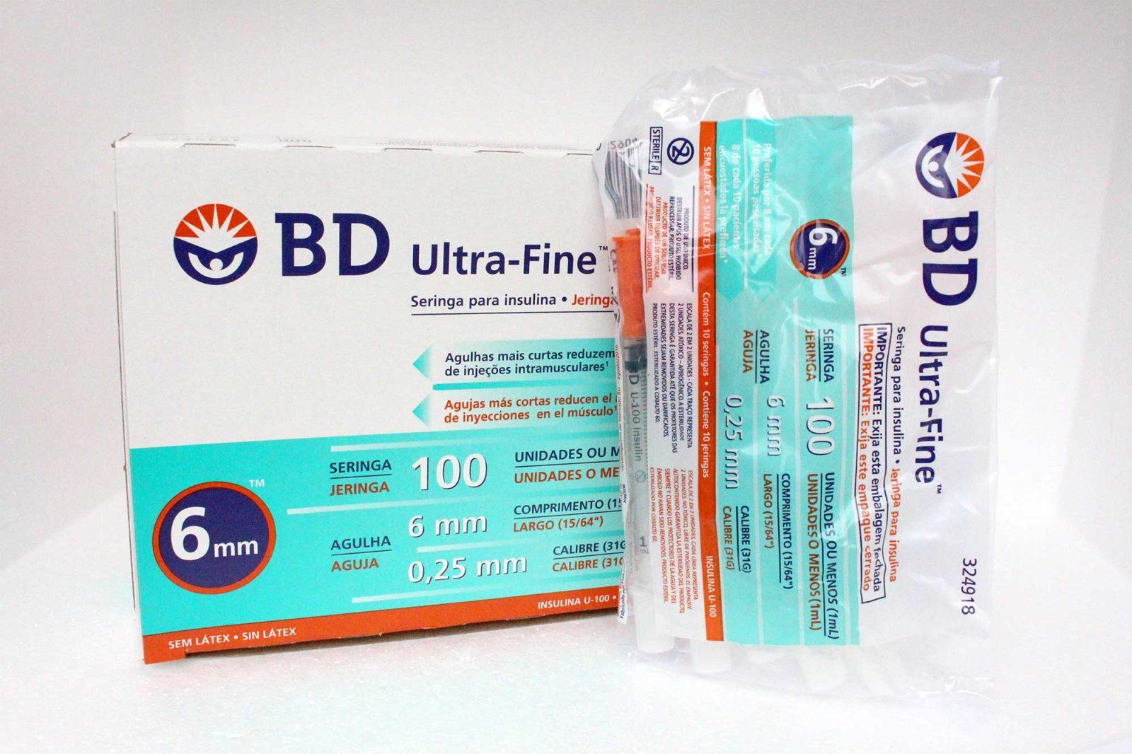 JERINGA DE INSULINA ULTRA FINE BECTON DICKINSON DE 1ML / 100UI / 31G x 6MM / BOLSA 10 UNIDADES / CAJA 10