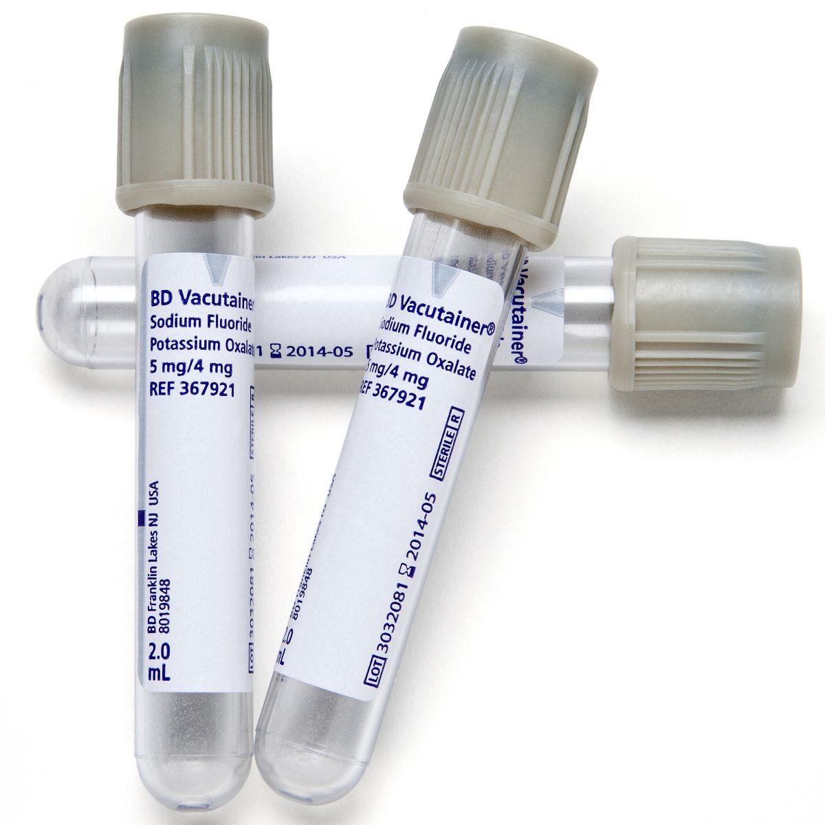 TUBO PARA EXTRACCION DE SANGRE TAPA GRIS CON FLORURO SODICO BECTON DICKINSON / 2 ML / CAJA 100 UNIDADES