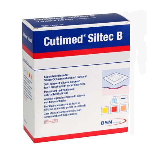 APOSITO DE ESPUMA TRILAMINAR SUPERABSORBENTE CON LÁMINA Y BORDER ADHESIVOS DE SILICONA "CUTIMED SILTEC B" ESSITY / 22.5 X 22.5CM / CAJA 10 APOSITOS