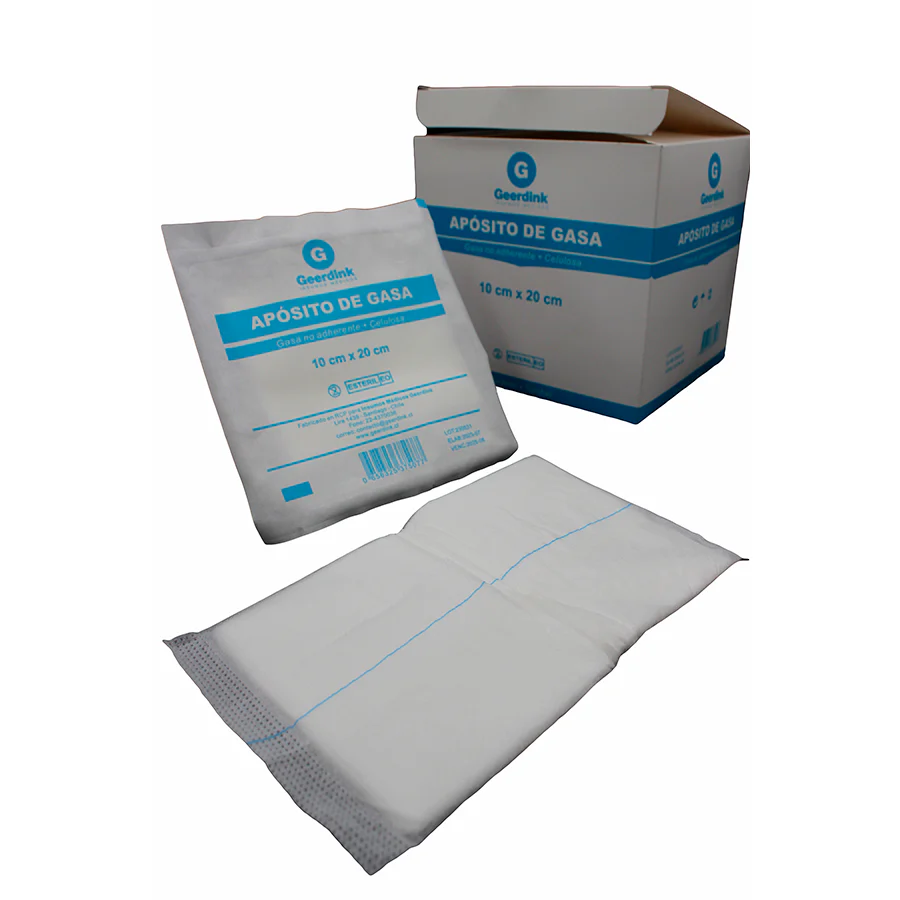 Apósito de gasa no tejida Esteril 10x20cm Caja x 25 Unidades Geerdink
