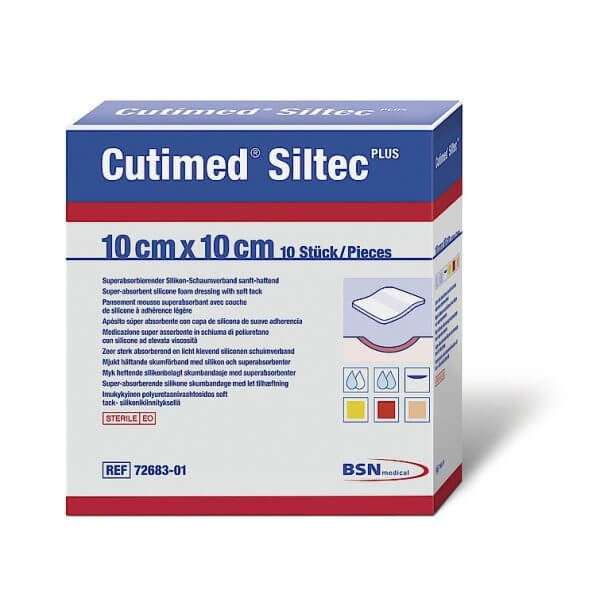 Apósito de Espuma Hidrocelular Trilaminar Cutimed Siltec 5x6cm Caja x10 Essity