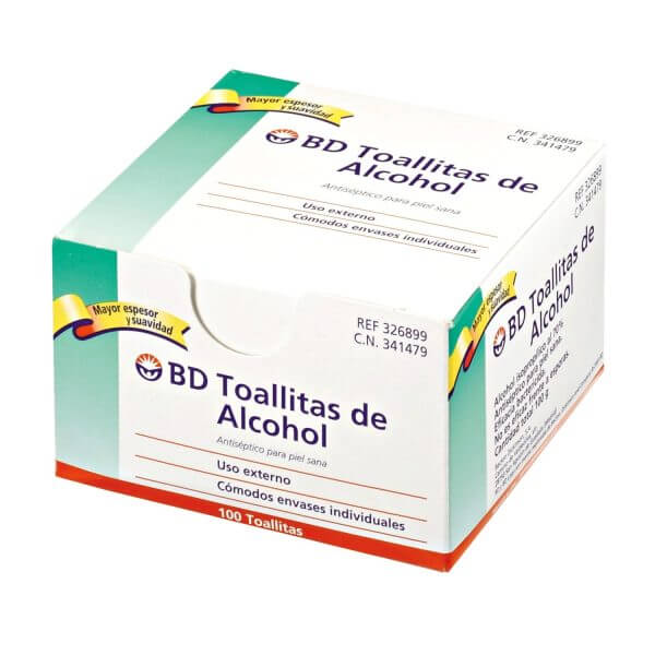 Toallas Antisépticas BD con Alcohol Isopropílico 70% - Paquete de 100 Unidades