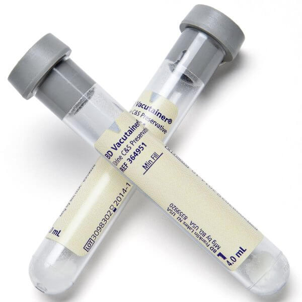 Tubo BD Vacutainer® para Orina con Preservante 4 ml - Caja 100 Unidades