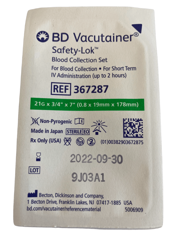 Aguja Mariposa con Seguridad BD Scalp-Vein 21G 3/4" Caja 50 Unidades