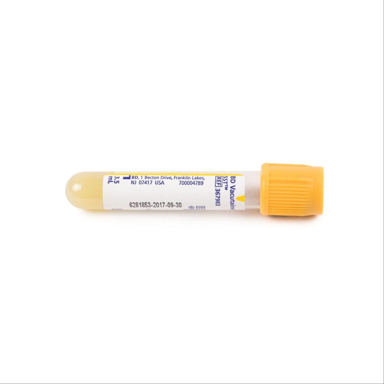 TUBO PARA EXTRACCION DE SANGRE TAPA AMARILLA CON SUERO Y GEL SEPARADOR BECTON DICKINSON / 5ML / CAJA 100 UNIDADES