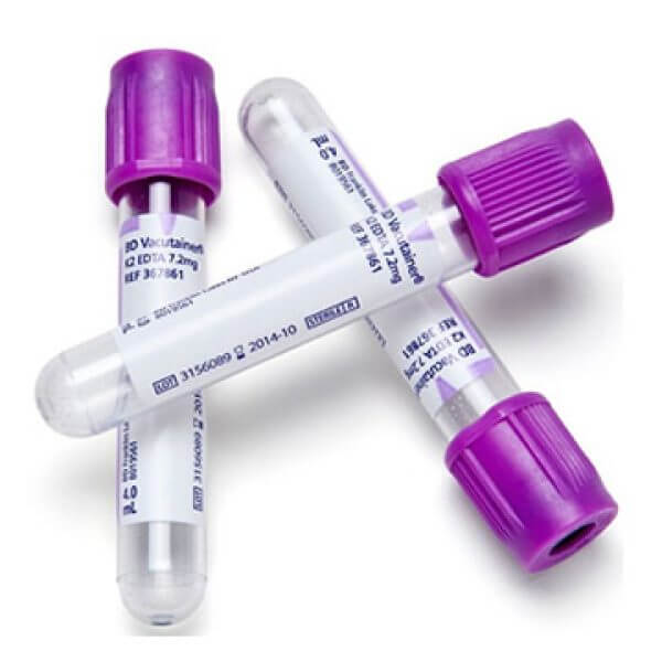 Tubo Vacutainer BD con EDTA K2 6 ml Tapa Lila - Caja 100 Unidades